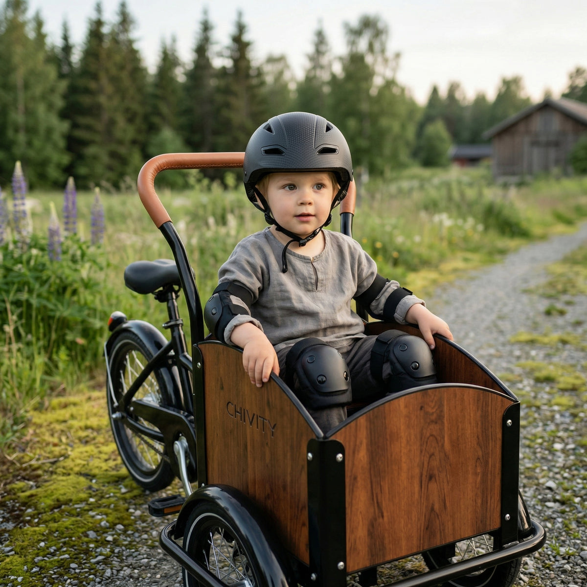 CHANTY Casco infantil + Set de protección – Negro