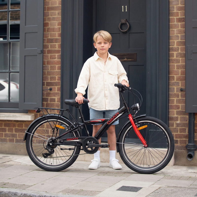 Bicicleta infantil Chanty de 24" – Niño – Negra/Roja – 7 marchas